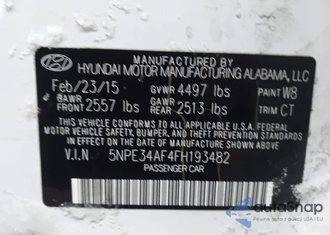 2015 Hyundai Sonata Sport из США, поврежденный, VIN 5NPE34AF4FH193482